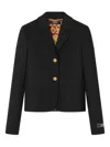 Versace Gabardine Short Boxy Blazer In Black