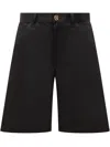 Versace Bermuda In Gabardine Nero Uomo In Black