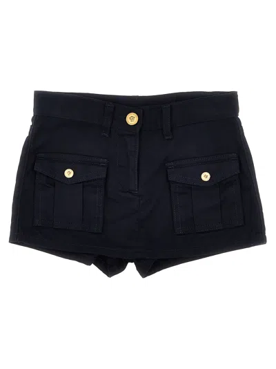 Versace Kids' Gabardine Shorts In Blue