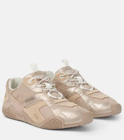 Versace Galaxia Leather Sneakers In Pink