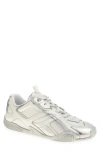 Versace Galaxia Metallic Leather Sneaker In Silver
