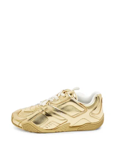 Pre-owned Versace Galaxia Metallic-effect Sneakers In Gold