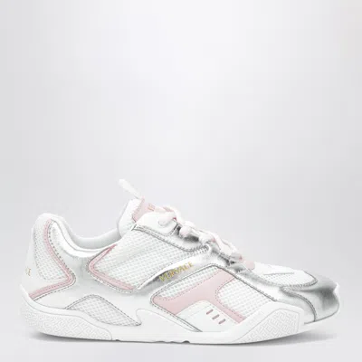 Versace Galaxia Mini Silver Mesh And Leather Sneakers In Multi