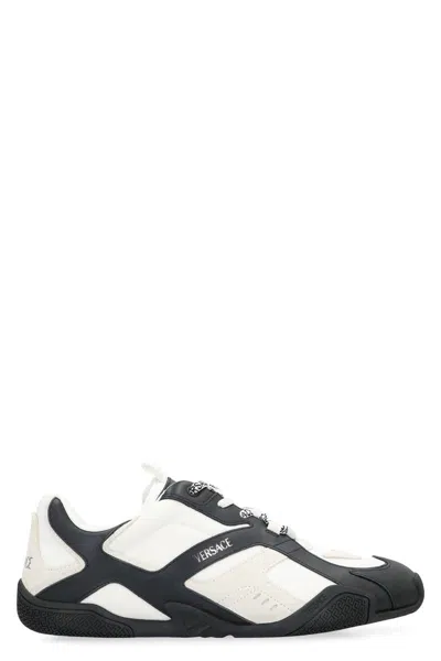 Versace Galaxia Panelled-designer Sneakers In Black