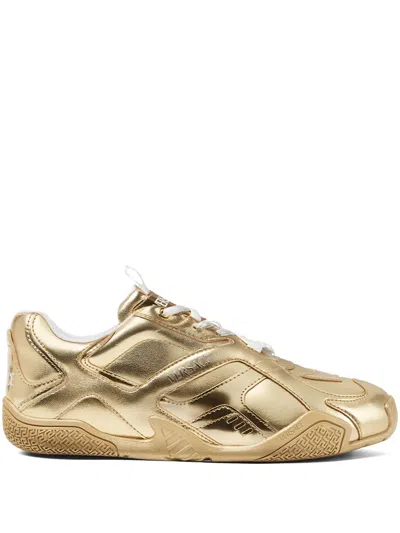 Versace Metallic Galaxia Sneakers In Gold