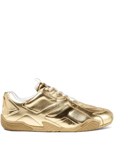 Versace Metallic Galaxia Sneakers In Gold