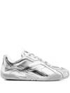 Versace Galaxia Metallic Leather Sneaker In Silver