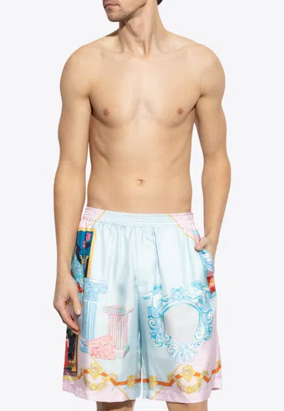 VERSACE GALLERY PRINT SILK SHORTS