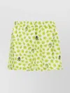 Versace Silk Twill Shorts With Strawberry Garden Print In Green