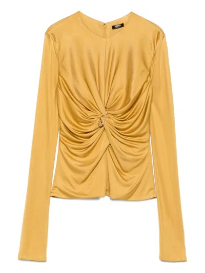Versace Gathered Blouse In Yellow
