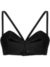 Versace Folded Wool-silk Bustier Top In Black