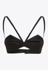 Versace Folded Wool-silk Bustier Top In Black