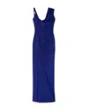 Versace Gathered Jersey Gown In Purple