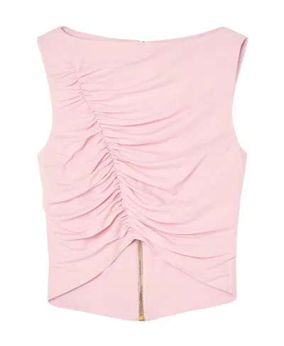 Versace Gathered Sleeveless Top In Pink