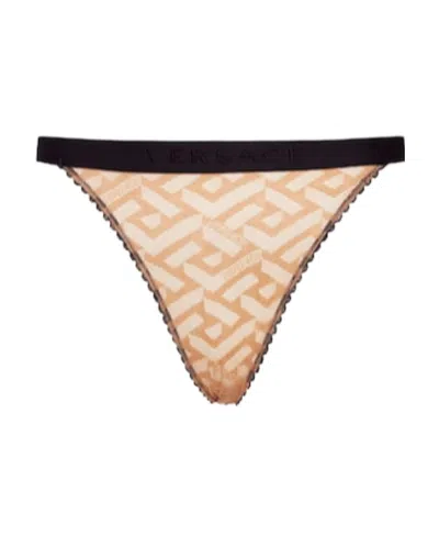 Versace Gauze Briefs Pants In Brown