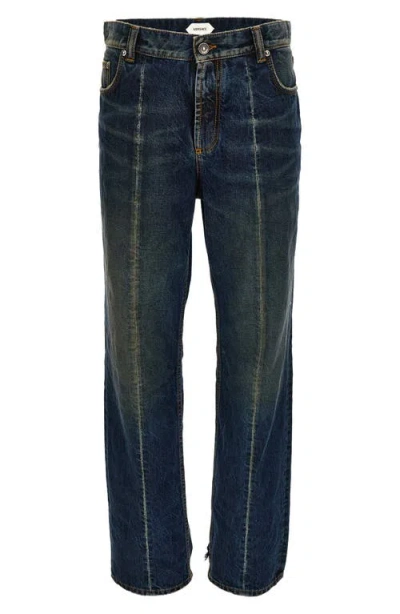 Versace Gender Inclusive Distressed Straight Leg Jeans In Blue