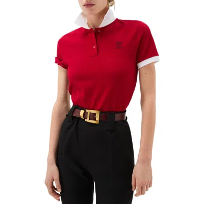Versace Gender Inclusive Embroidered Medusa Cotton Piqué Polo In Red