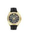 Versace Geo Chrono Ip Yellow Gold & Silicone-strap Watch/43mm In Black