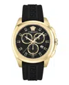 Versace Geo Chrono Silicone Watch In Black