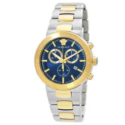 Pre-owned Versace Geo Chronograph Quartz Blue Dial Men's Watch Vepy00720
