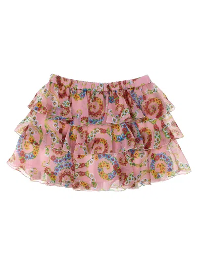 Versace Kids' Geo Poly Barocco Flower Skirt In Multicolor