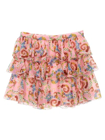 Versace Kids' Geo Poly Barocco Flower Skirt In Multicolor