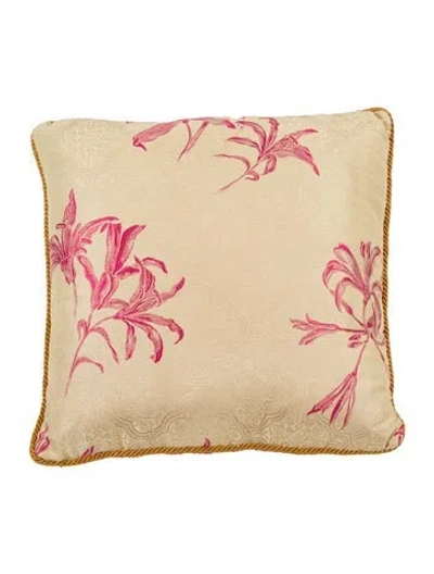 Pre-owned Versace Geometric Floral Silk Throw Pillow In Neutrals