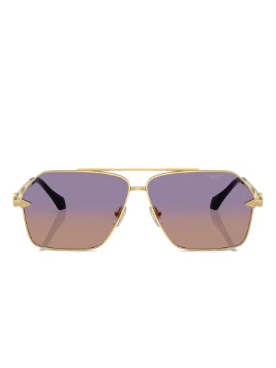 Versace Geometric-frame Sunglasses In Gold/orange Violet
