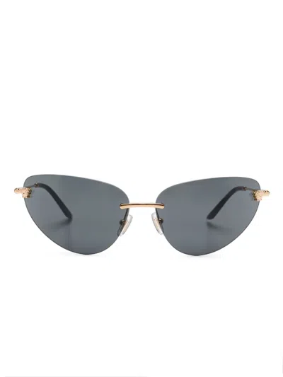 Versace Geometric-frame Sunglasses In Gold