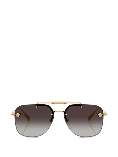 Versace Geometric-frame Sunglasses In Gold