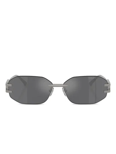 Versace Geometric-frame Sunglasses In Gray