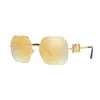 Versace Geometric Full Rim, With A Gold Frame And Brown Mirror Gold Lens. In Gold
