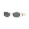 Versace Geometric Full Rim, With A Pink Frame And Grey Lens. In White