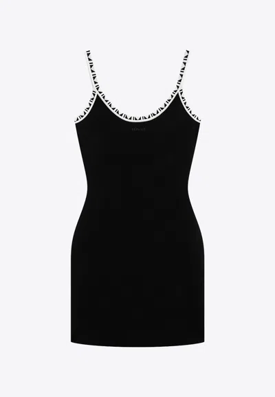 Versace Geometric Jacquard Mini Dress In Black