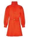 Versace Geometric-pattern Belted Dress In Orange