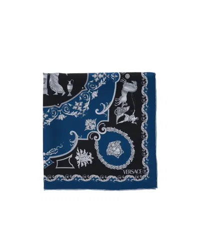 Versace Geometric Pattern Printed Scarf In Brown