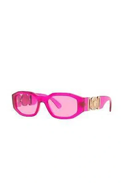 Pre-owned Versace Geometric Plastic Sunglasses With Pink Lens For Women - Size 53mm
