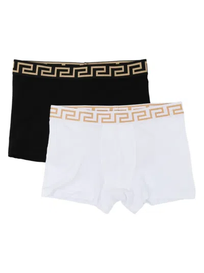 Versace Kids' Geometric-print Jacquard Trunks (set Of Two) In Multi