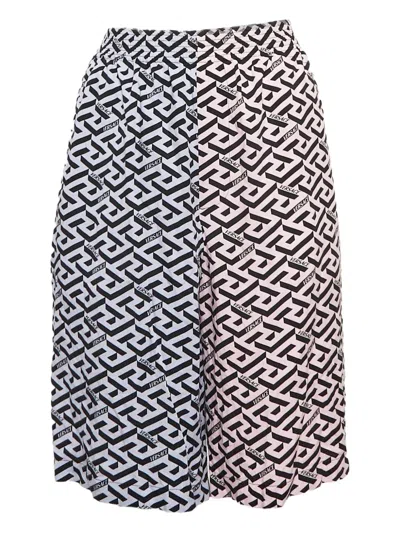Pre-owned Versace Geometric-print Trousers In Pink