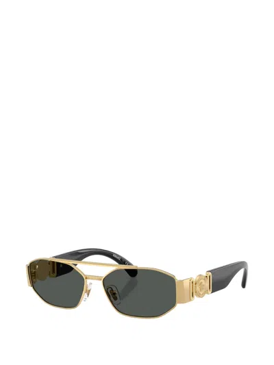 Versace Geometric-frame Sunglasses In Gray