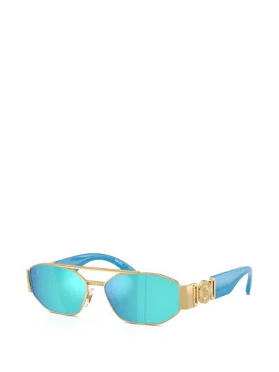 Versace Geometric-frame Sunglasses In Blue