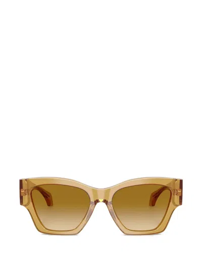 Versace Geometric-frame Sunglasses In Gold