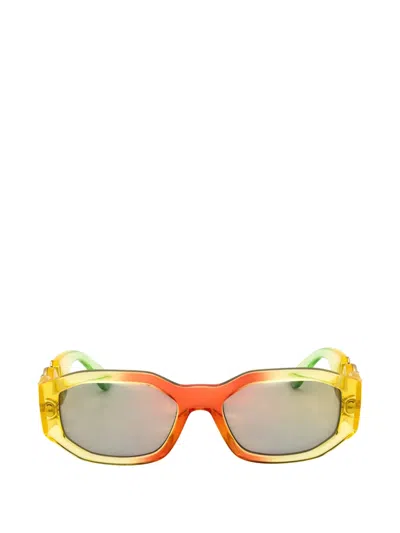 Versace Geometric-frame Sunglasses In Yellow