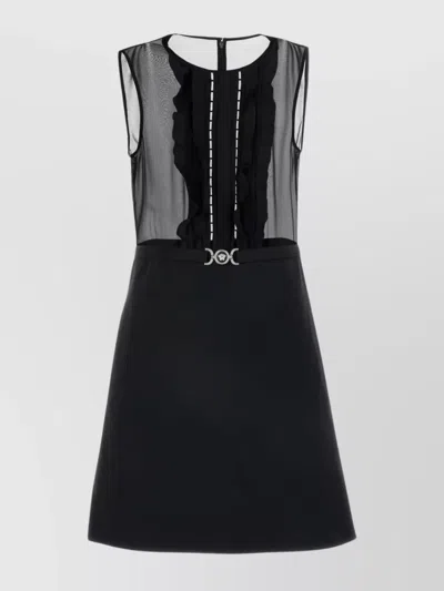 Versace A-line Silk Georgette Mini Dress In Black