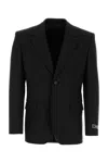 Versace Structured Wool Blazer With Back Slit In Black