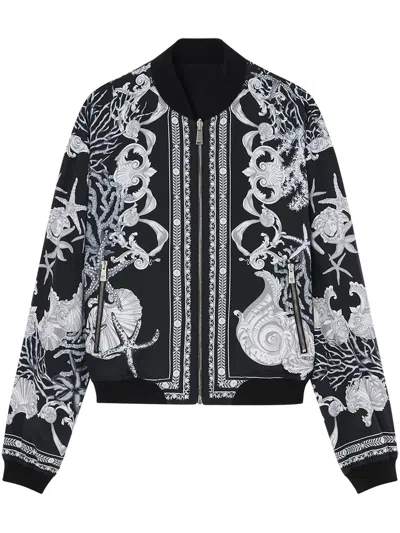 Versace Watercolour Couture-print Reversible Bomber Jacket In Multicolor