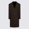 Versace Checked Midi Coat In Brown
