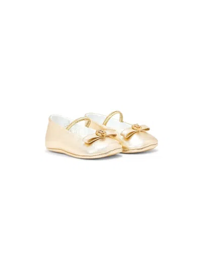 Versace Babies' Giani Ribbon Ballerina Shoes In Gold