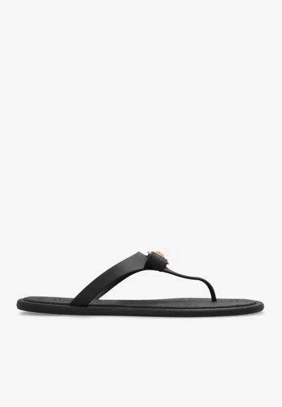 Versace Baroque-engraved Sole Sandals With Medusa Hardware In Black