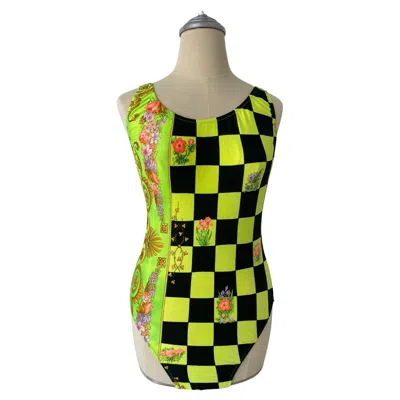 Pre-owned Versace Gianne  Vintage 90s Swimsuit Bodysuit Ss/1996 Collectors Item In Green